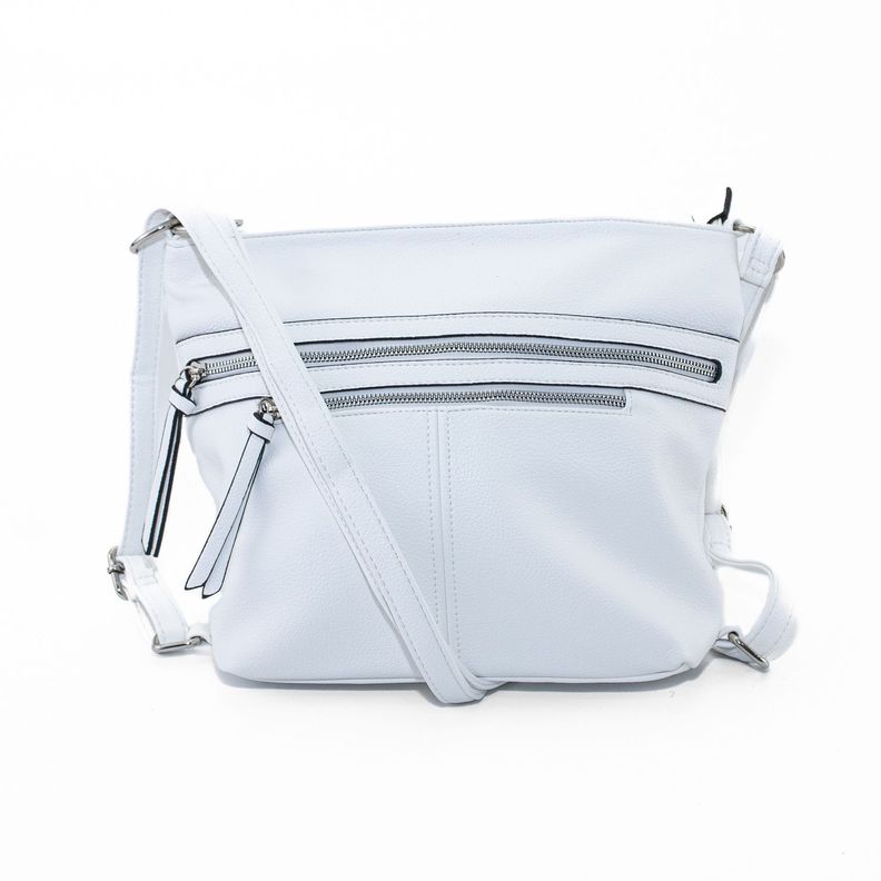 Bandolera Mochila con 2 Cierres Blanco-0