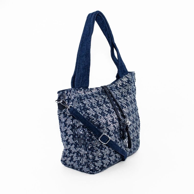 Cartera Jaspeada con 2 Manillas Azul Oscuro-1