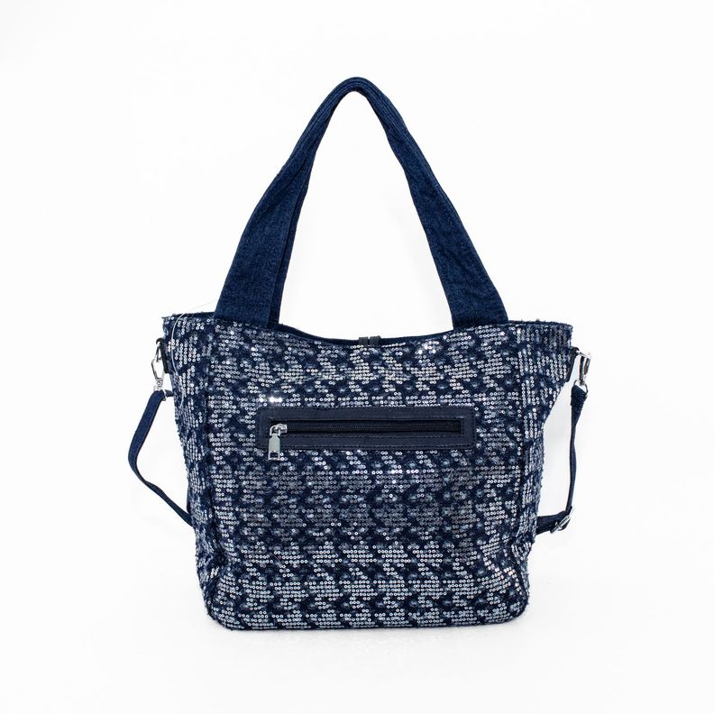 Cartera Jaspeada con 2 Manillas Azul Oscuro-2