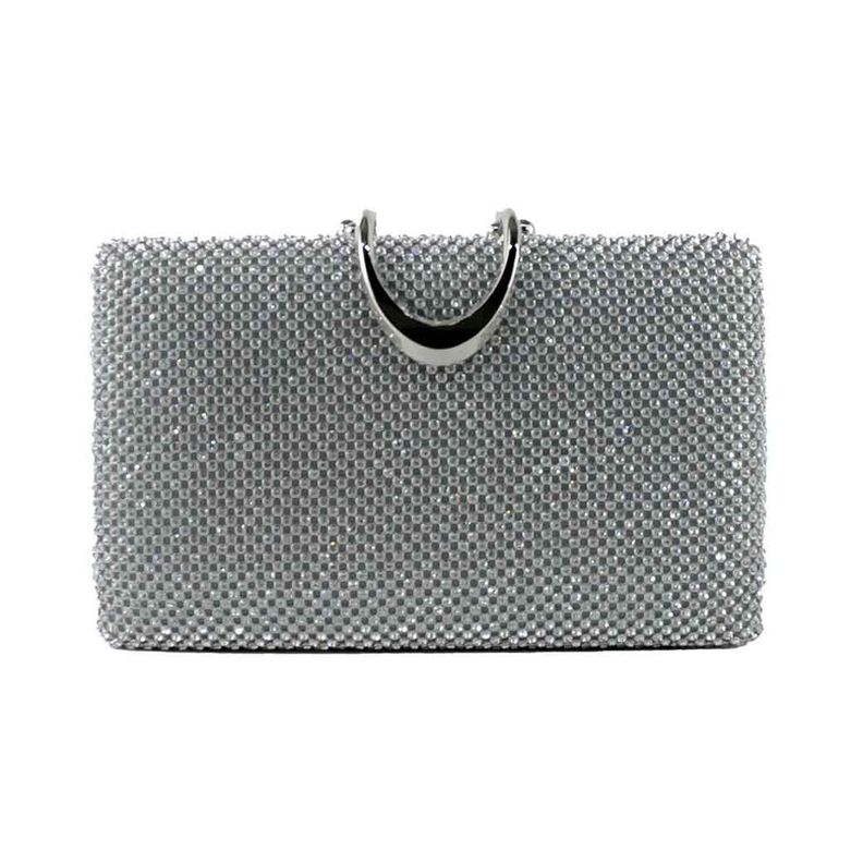 Cartera de Noche Fiesta Malla Strass 117 Plateada Mailea-0
