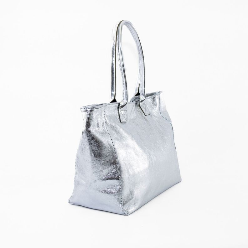 Cartera Cuero Metalizada Plata-1