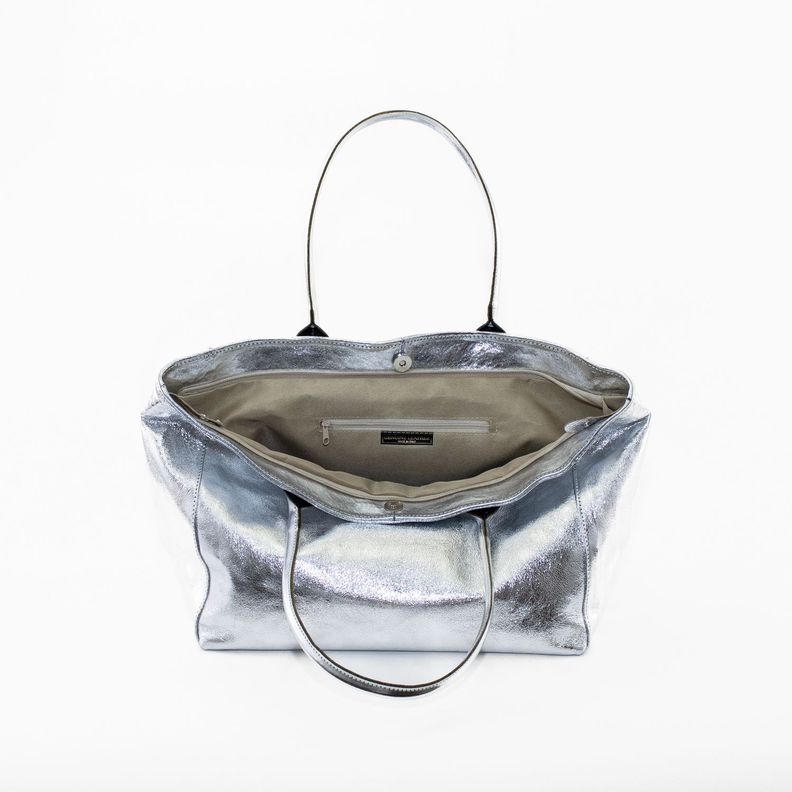 Cartera Cuero Metalizada Plata-2