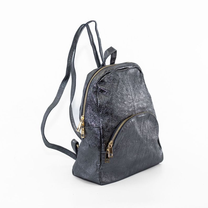 Mochila Cuero Metálica Plata-1