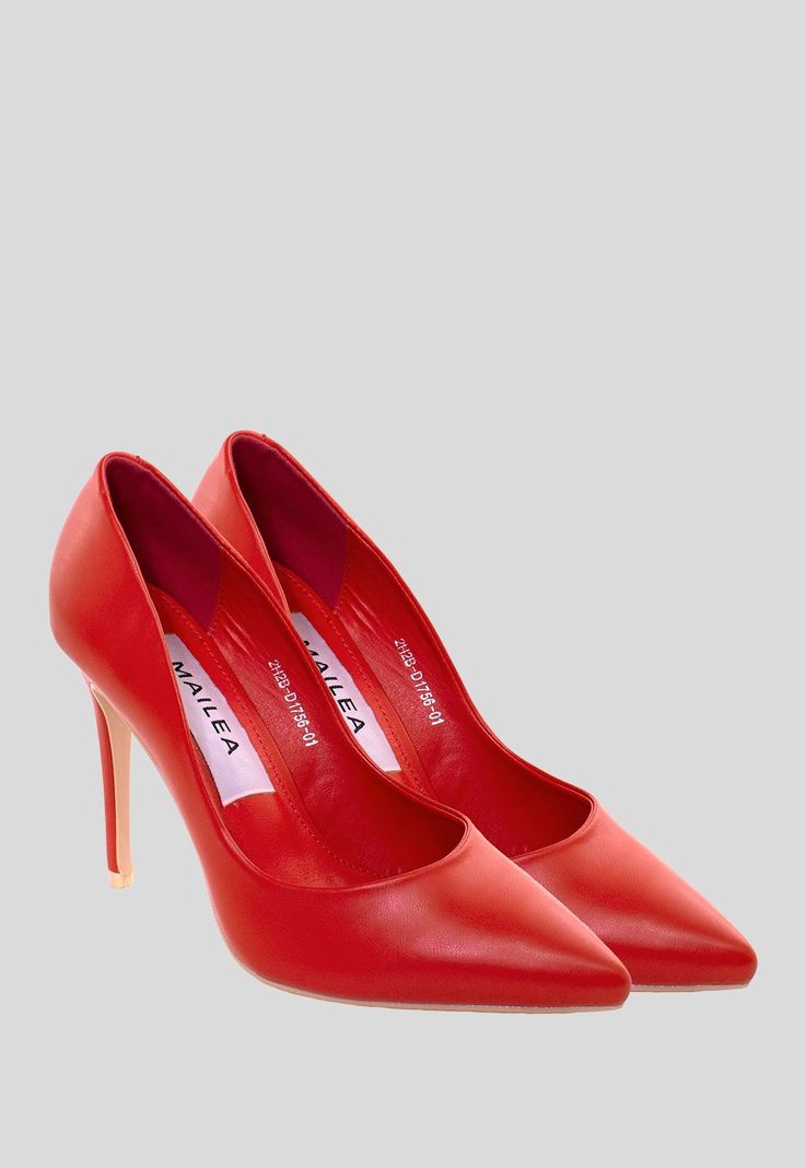 Stiletto Cerrado Liso Rojo-3
