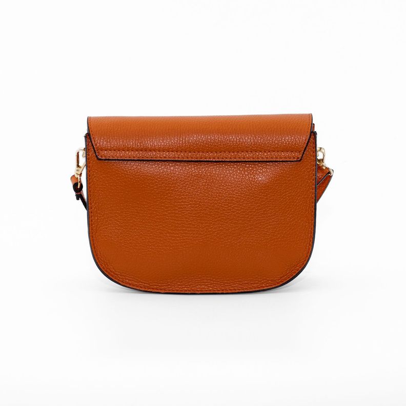 Cartera Cuero con Círculo Metálico Naranjo-3