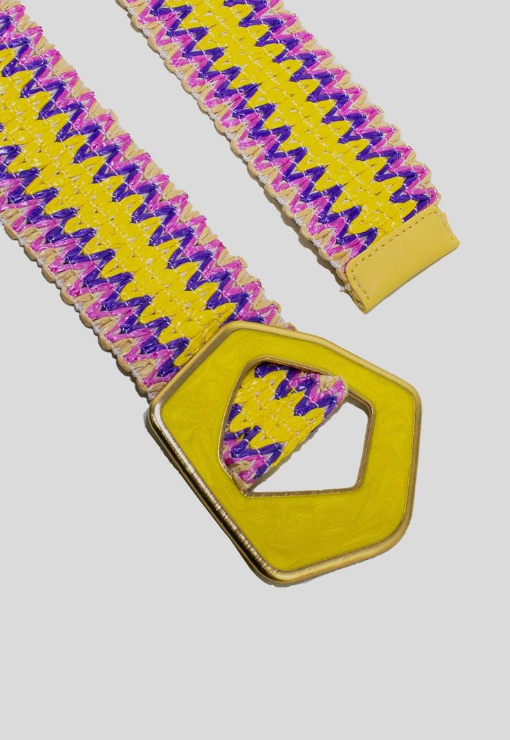 Cinturón elástica hebilla lacada Amarillo-1