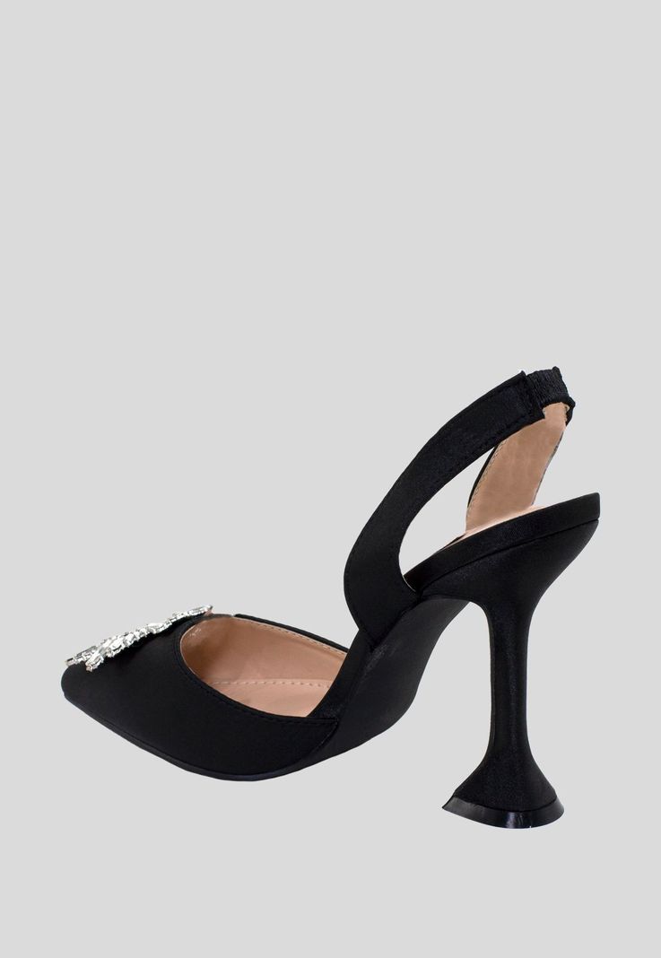 Stiletto Abierto Taco Alto Strass Puntas Negro-2