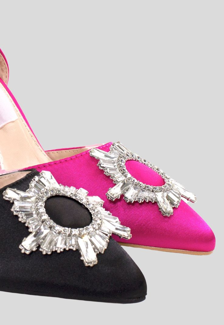 Stiletto Abierto Taco Alto Strass Puntas Negro-4