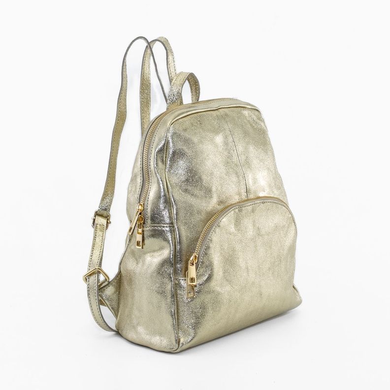 Mochila Cuero Metálica Oro-1