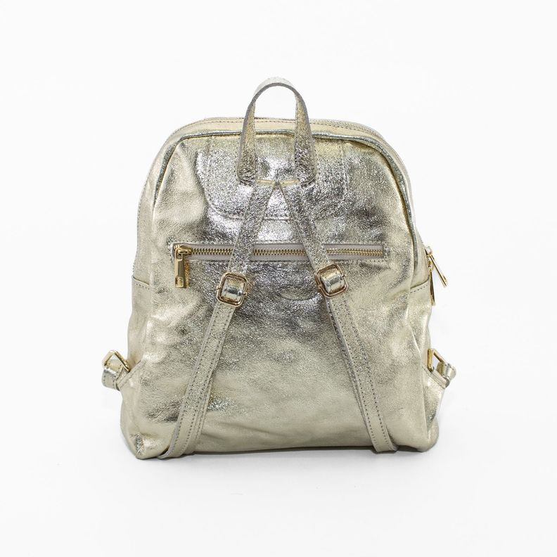 Mochila Cuero Metálica Oro-2