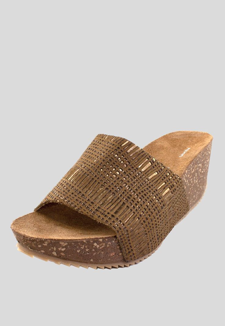 Sandalia Cuero Metal Rayada Bronce-0