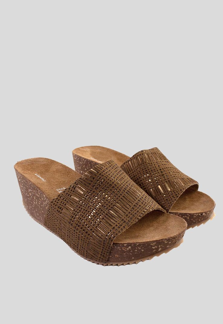 Sandalia Cuero Metal Rayada Bronce-3