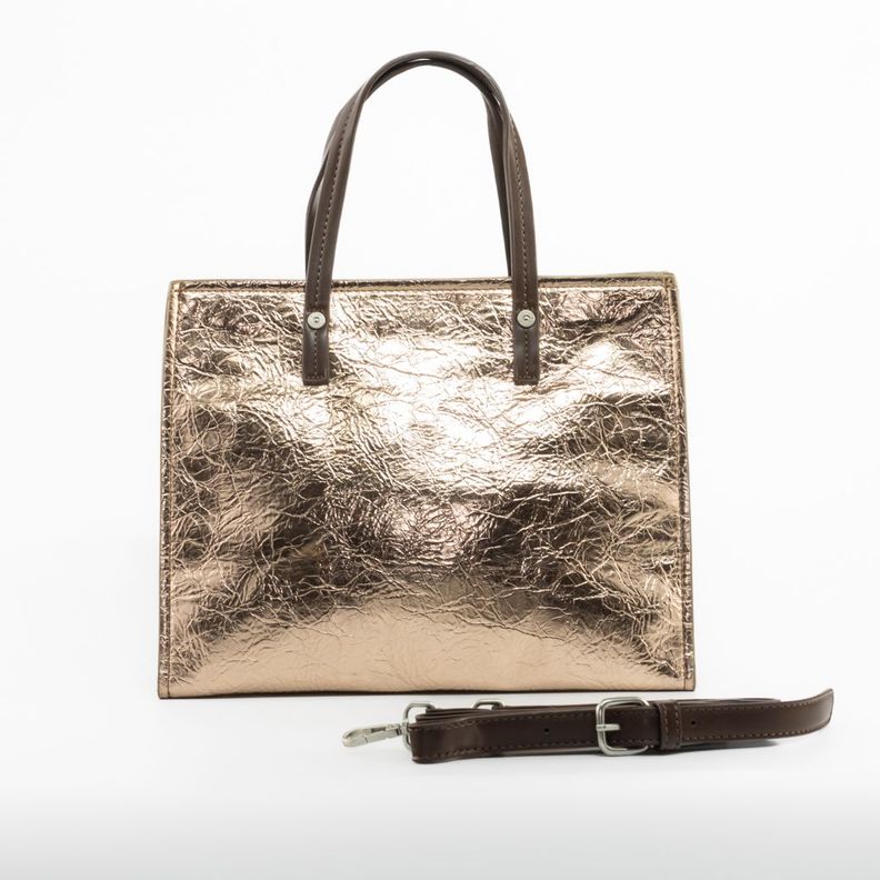 Cartera rigida metalizada Champagne