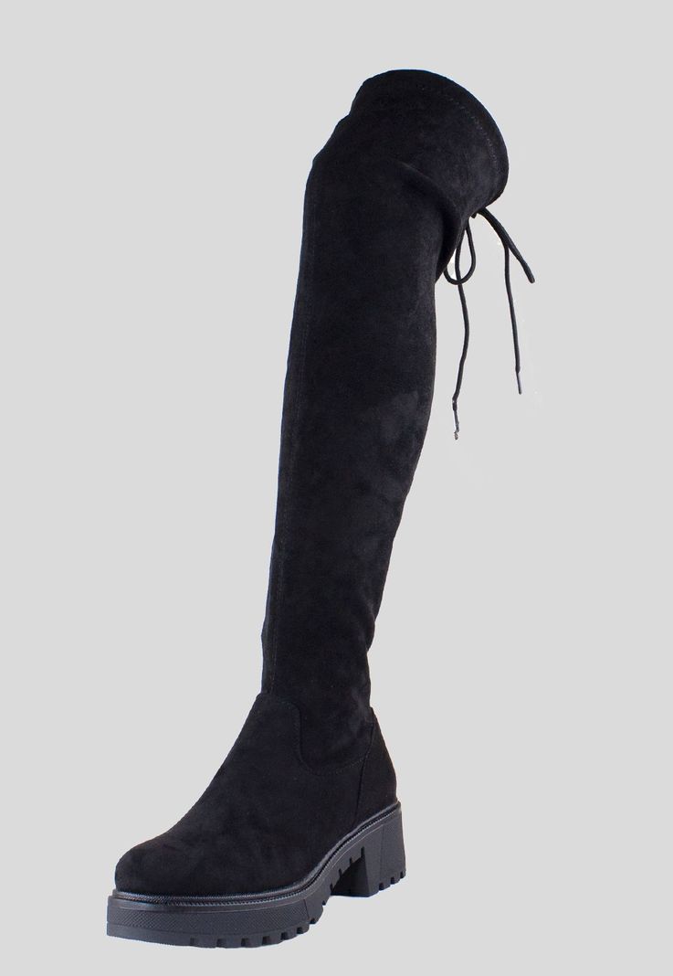 Bucanera Mujer Gamuza Taco Ancho Negro-0