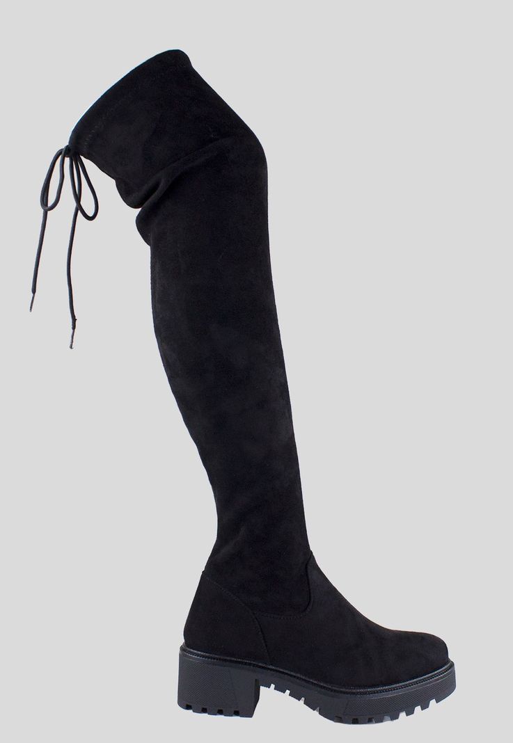 Bucanera Mujer Gamuza Taco Ancho Negro-1