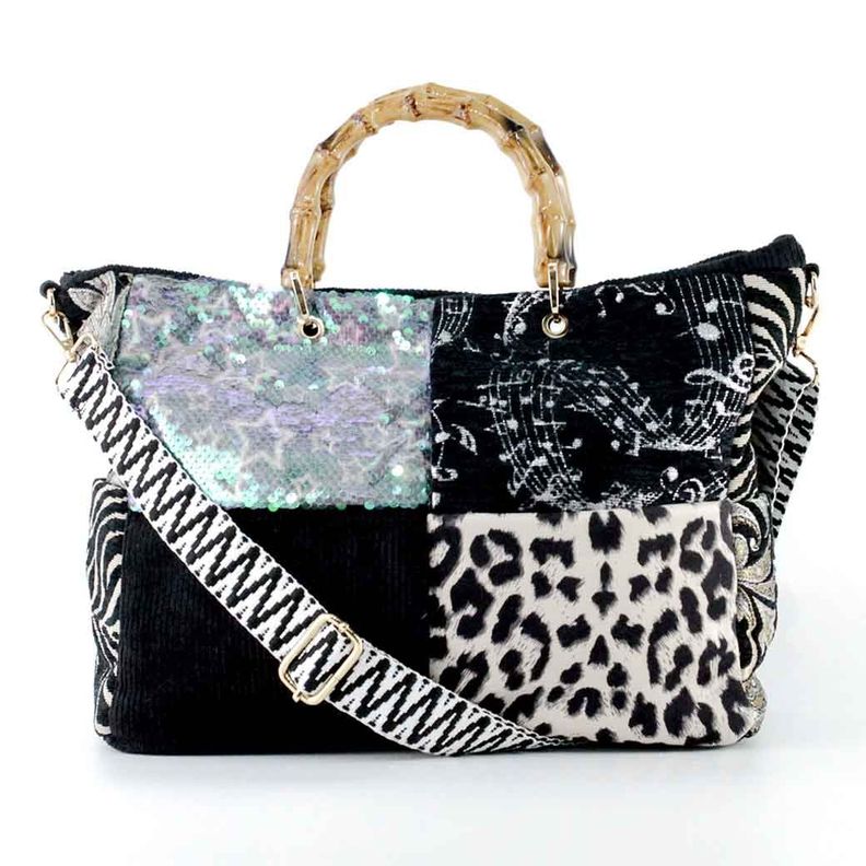 Cartera Cotele Manilla Bambu 007 Mujer Negro Mailea-0