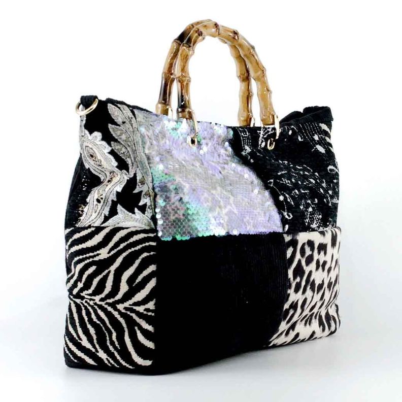 Cartera Cotele Manilla Bambu 007 Mujer Negro Mailea-1