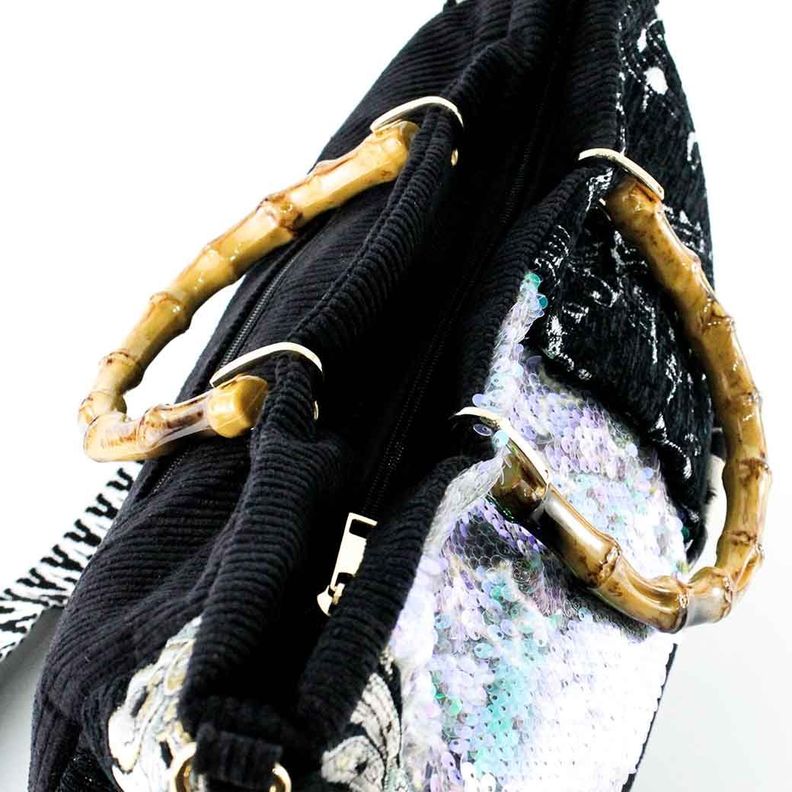 Cartera Cotele Manilla Bambu 007 Mujer Negro Mailea-4
