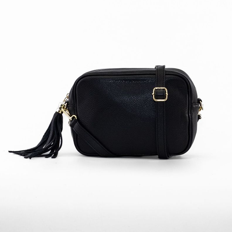 Cartera Cuero Rectangular Lisa Negro-0