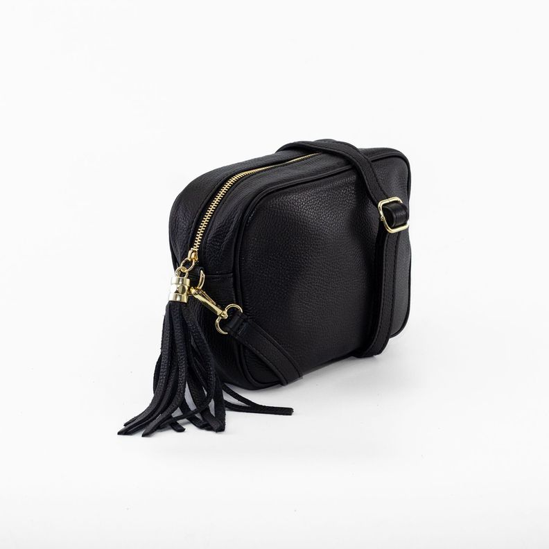 Cartera Cuero Rectangular Lisa Negro-1