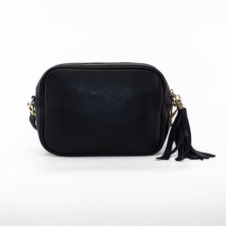 Cartera Cuero Rectangular Lisa Negro-2