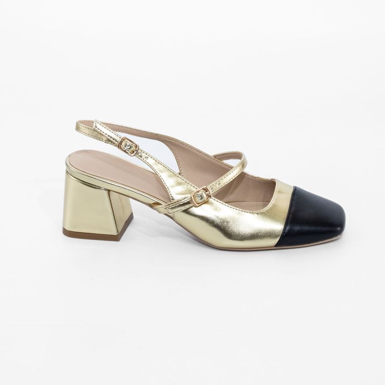 Stiletto Abierto Hebilla Lateral Oro Mailea-0