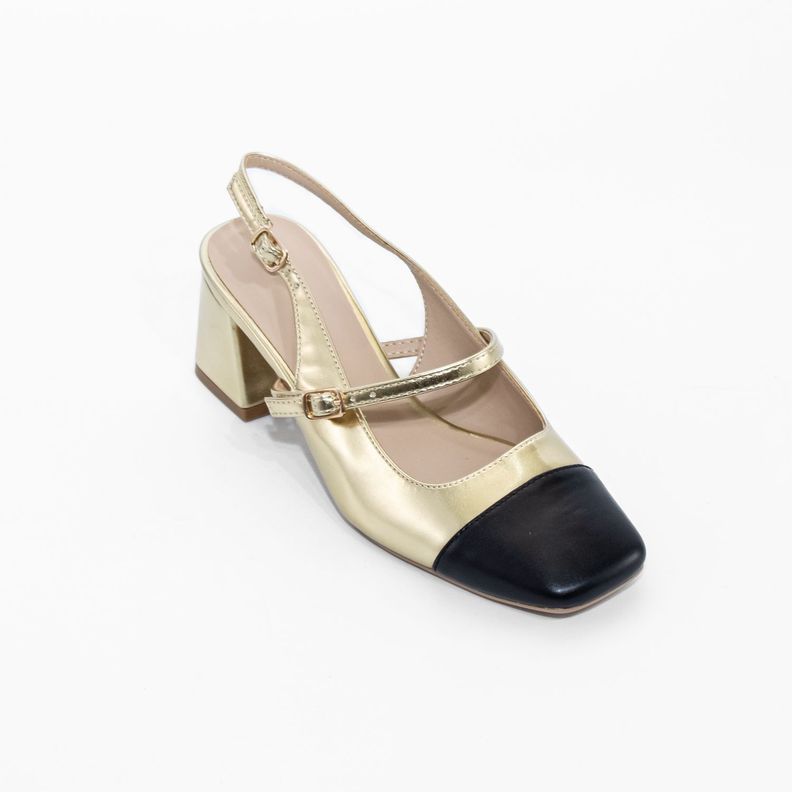 Stiletto Abierto Hebilla Lateral Oro Mailea-1