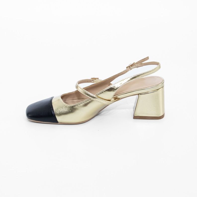 Stiletto Abierto Hebilla Lateral Oro Mailea-2