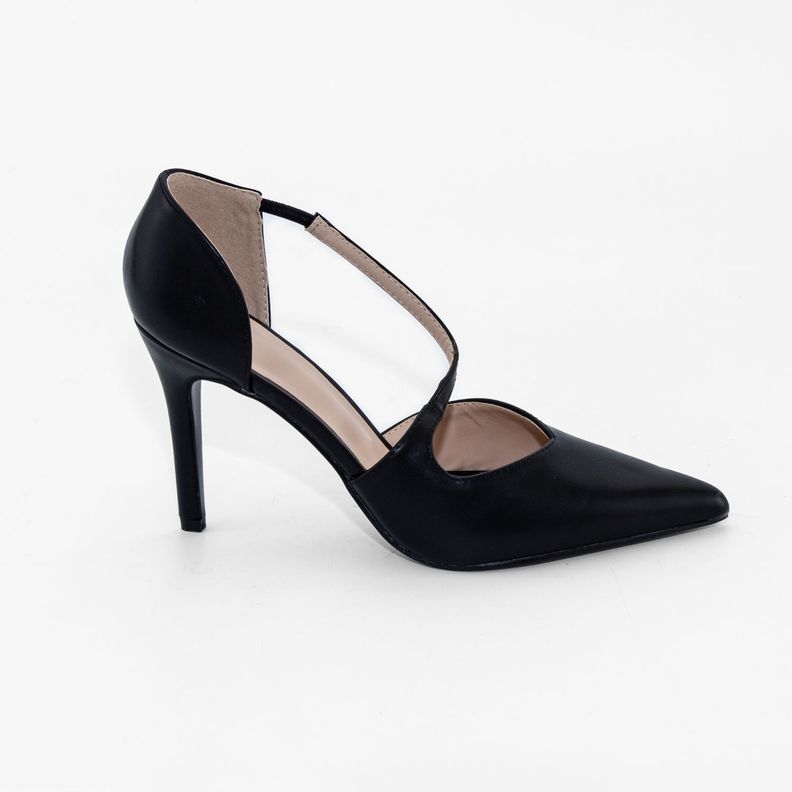 Stiletto Cerrado Correa Frontal Negro Mailea-0