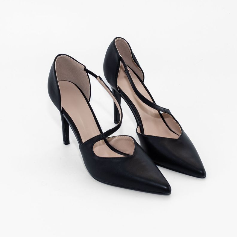 Stiletto Cerrado Correa Frontal Negro Mailea-3