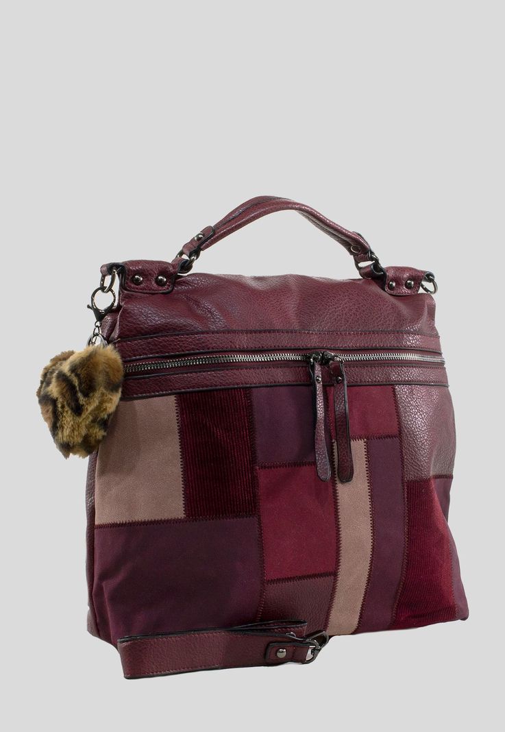 Mochila Grande Patchwork  Burdeo-1