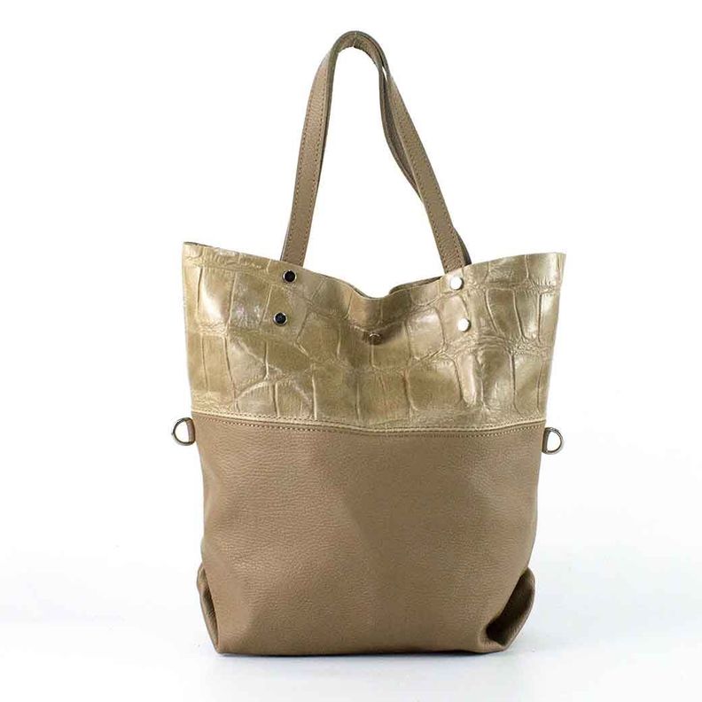 Cartera de Cuero Coco Broche 743 Mujer Taupe Mailea Cafe
