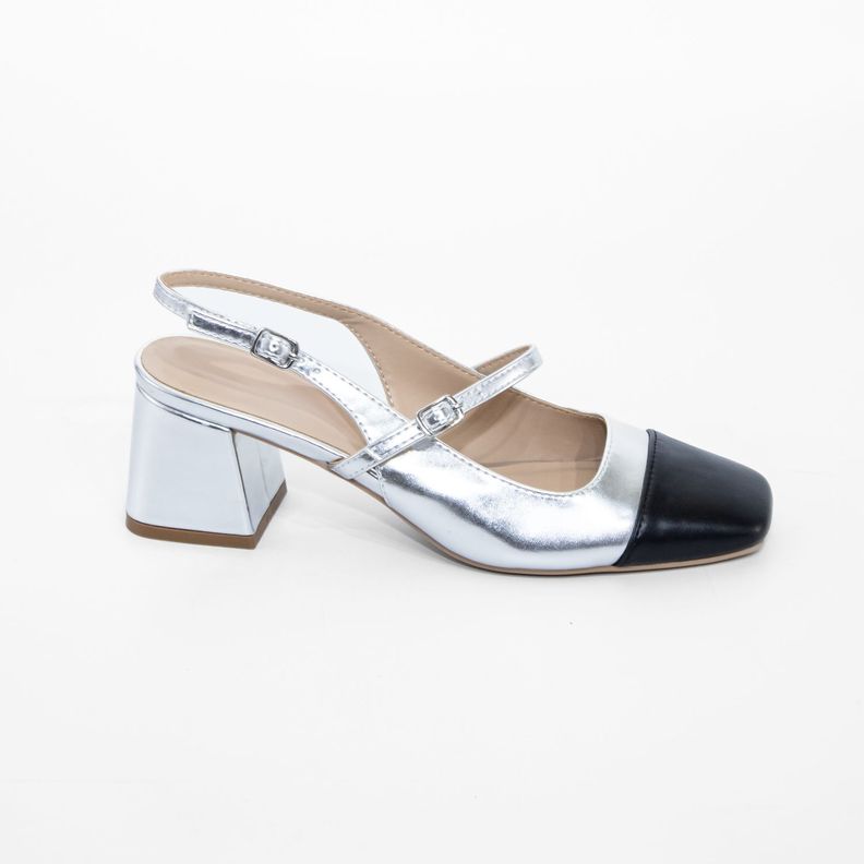 Stiletto Abierto Hebilla Lateral Plata Mailea-0