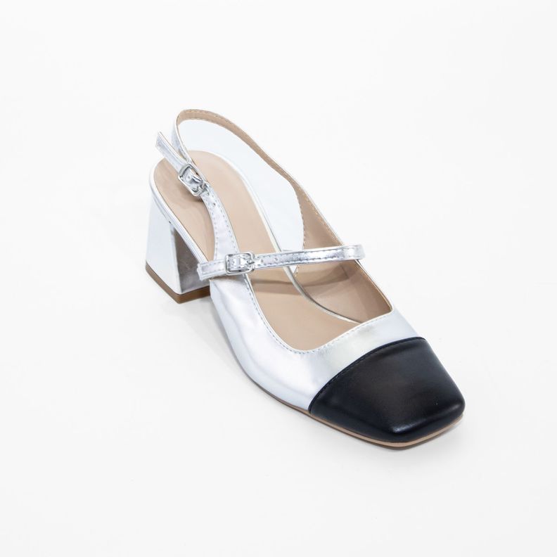 Stiletto Abierto Hebilla Lateral Plata Mailea-1