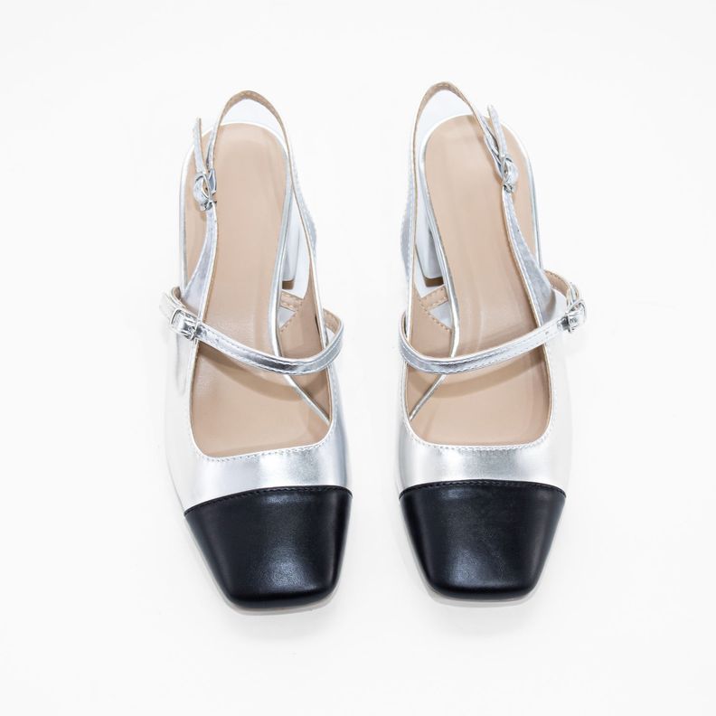 Stiletto Abierto Hebilla Lateral Plata Mailea-4