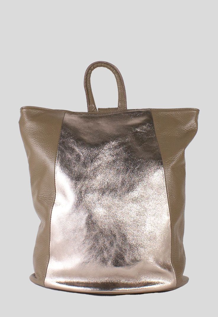 Mochila Cuero Bimaterial Bronce-0