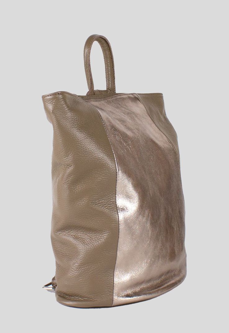 Mochila Cuero Bimaterial Bronce-1