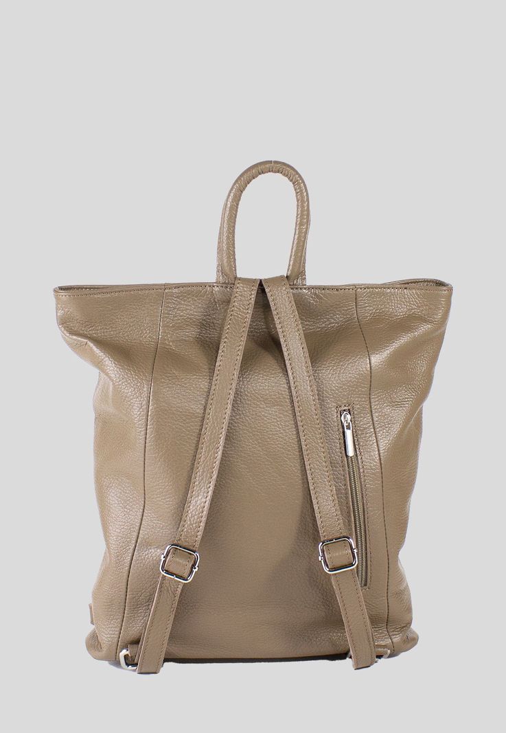 Mochila Cuero Bimaterial Bronce-2