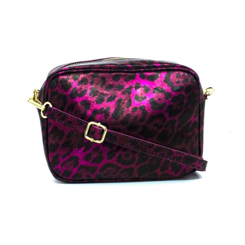 Cartera Cuero Brillo Cierre 591 Mujer Leopardo Fucsia Mailea-0