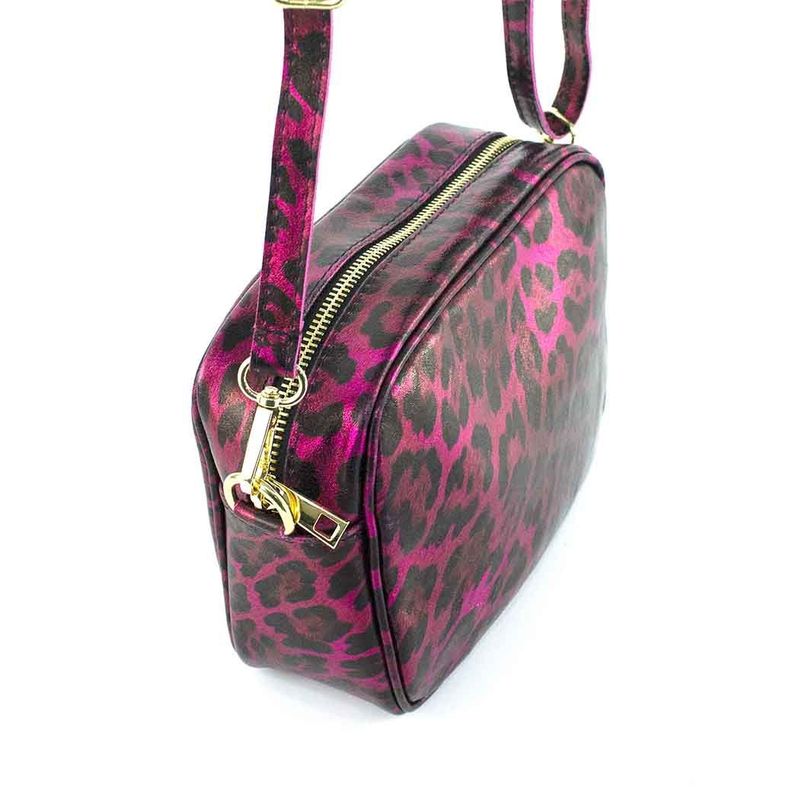 Cartera Cuero Brillo Cierre 591 Mujer Leopardo Fucsia Mailea-3
