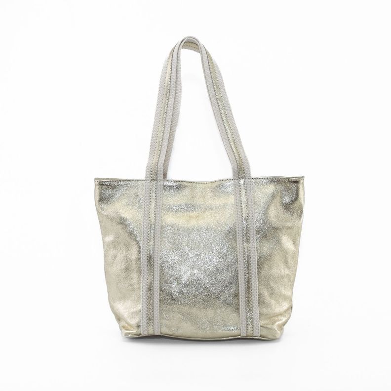 Cartera Cuero con Manilla Lona Oro-0