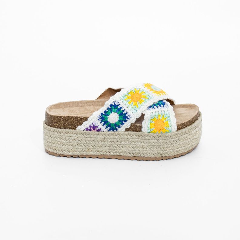 Sandalia Cruzada Crochet Multicolor Mailea-0