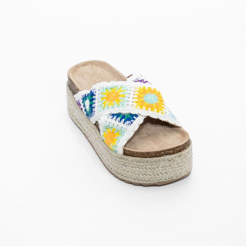 Sandalia Cruzada Crochet Multicolor Mailea-1