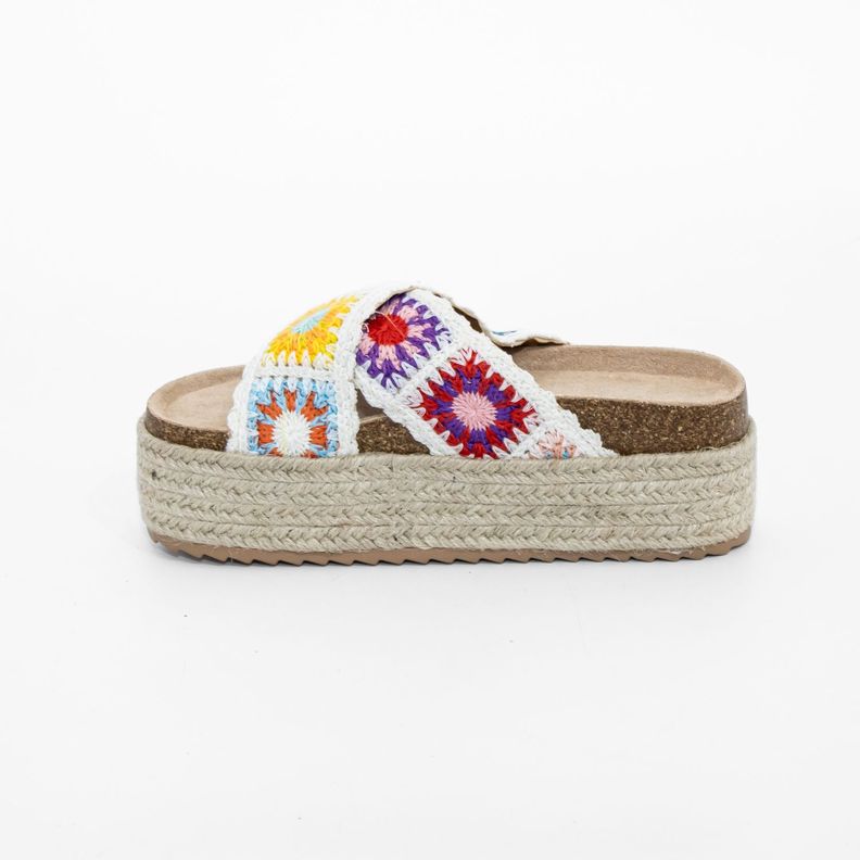 Sandalia Cruzada Crochet Multicolor Mailea-2
