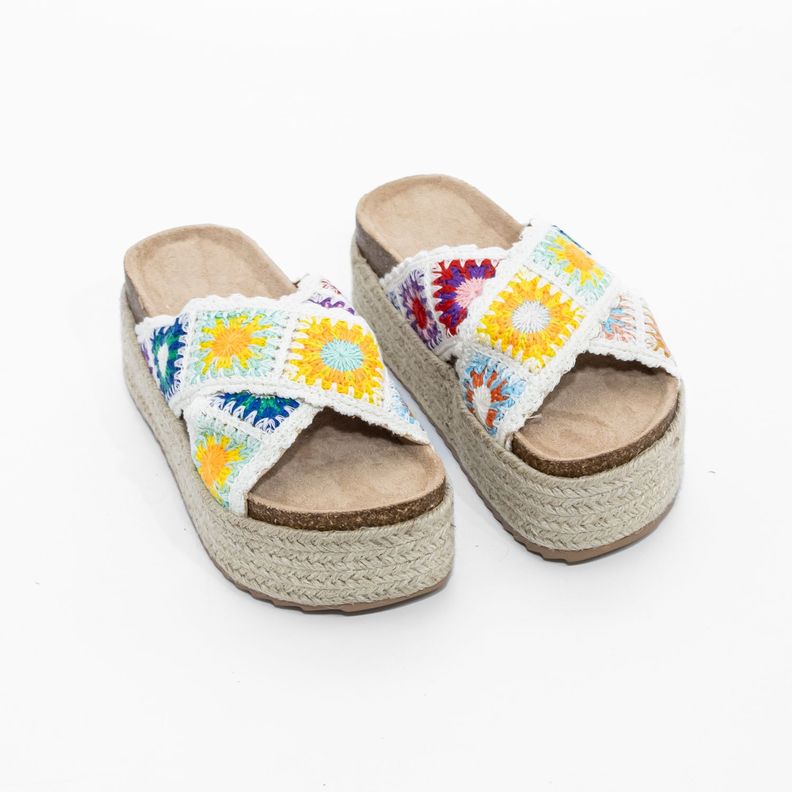 Sandalia Cruzada Crochet Multicolor Mailea-3