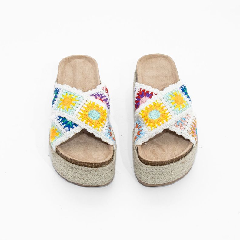 Sandalia Cruzada Crochet Multicolor Mailea-4