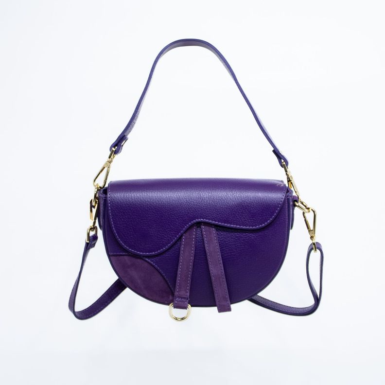 Cartera de cuero con detalles de reno color Morado-0