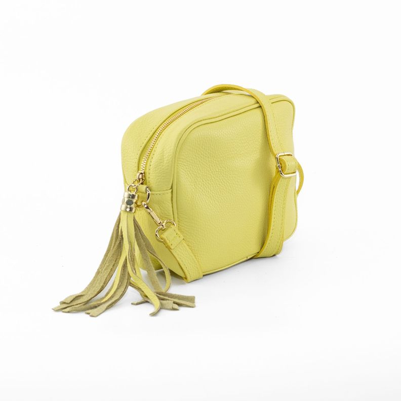 Cartera Cuero Rectangular Lisa Amarillo-1