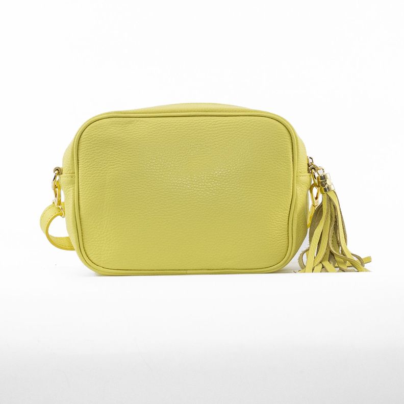 Cartera Cuero Rectangular Lisa Amarillo-2