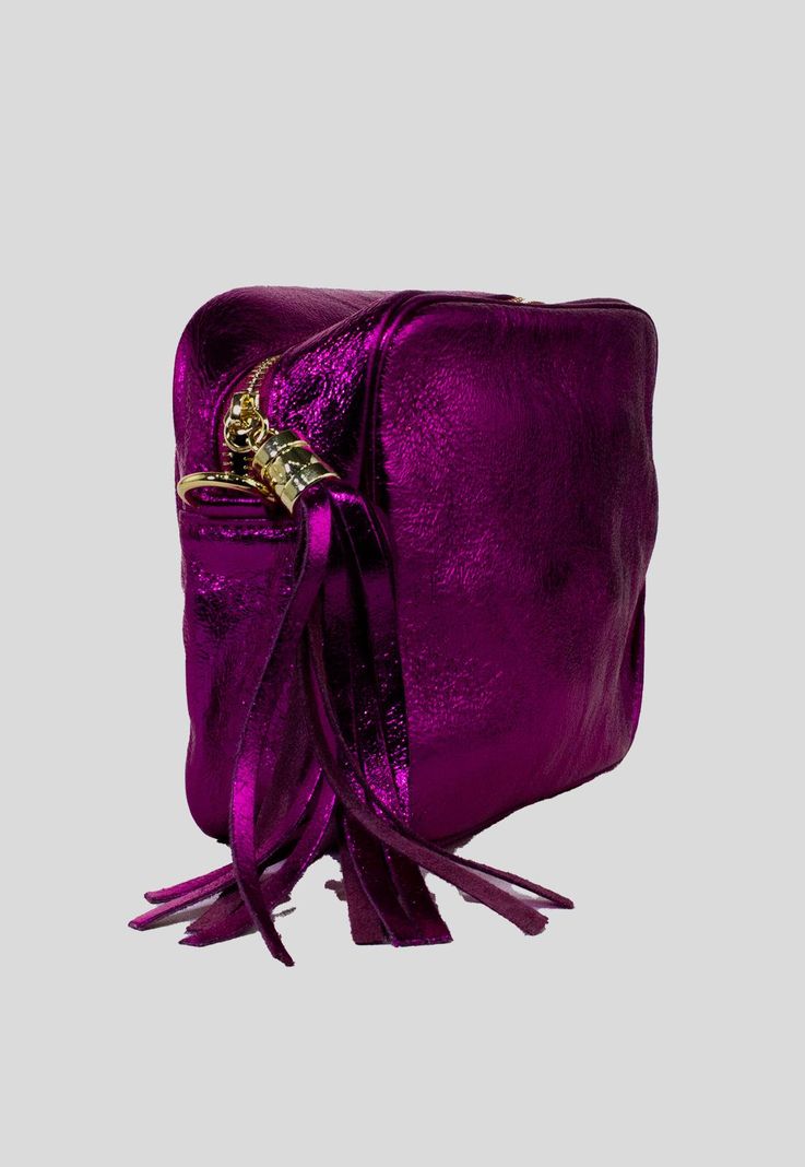 Cartera cuero rectangular brillo Fuscia-2